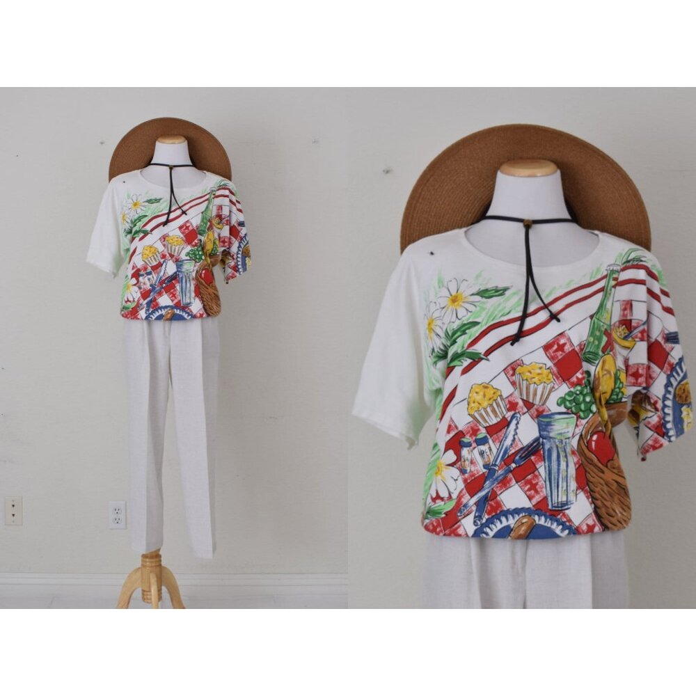 Vintage‎ 80s Graphic Carducci Picnic Tee size S